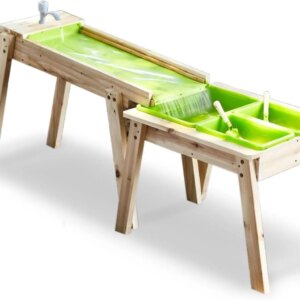 Kids 3 Sets Rushing River Falls Sensory Table, Wood Sand Playset for Kids, Outdoor Wooden Toy Play Water Set for Boys and Girls,