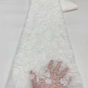 5 Yards Tulle Net African Lace Fabric Bead Lace 2025 High Quality Black Nigeria Sequin Fabrics for Wedding Evening Dress Sewing