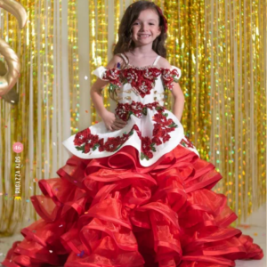 Red Mini Quinceanera Dresses Mexican Ball Gown Organza Appliques Flower Girl Dresses For Weddings Pageant Dress Baby Customized
