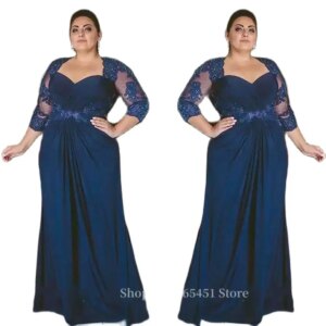 Motherof the Bride Dress Chiffon Wedding Guest Mother Dress Floor Length Plus Size Lace Beads Evening Party Dress Customized