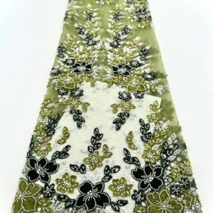 Luxurious Nigerian Handmade Velvet Lace Fabric with Sequins And Beaded Embroidery High Quality African French Lace for Sewing