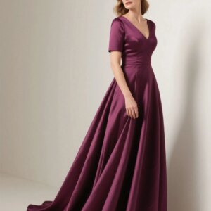 Elegant A-Line V Neck Satin Mother of the Bride Dress Floor Length Backless Wedding Party Evening Gown 2025 Free Customized