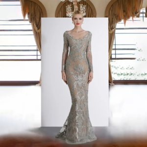 Modest Long Sleeve Mother Of The Bride Dresses Full Lace New Scoop Neck Sweep Train Women Formal Evening Gowns