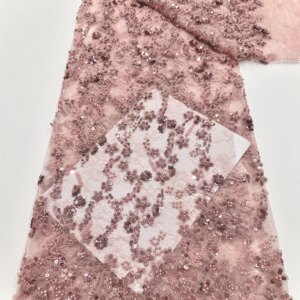 2025 Latest Luxury Sequins And Beads Lace Fabric Embroidery Lace Fabric Fashion French Tulle Mesh Lace Fabric For Bridal Dresses