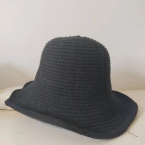 2025 Winter Warm Black Knitting Bucket Hat  for Women Wholesale Link Customized Hat
