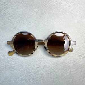 Man Sunglasses Women Round Vintage Unique Polarized Handmade Honey Black Horn Men Sunglass Classic Glasses
