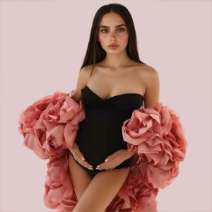 2025 Handmade 3D Rose Flower Maternity Photoshoot Cape Floral Bridal Wedding Cloak Custom Color Bridal Shawl Cover Up YEWEN