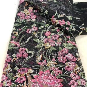 Fashion French Mesh 3D Flowers Embroidery Beadeds Lace Fabric With Sequins African Nigerian Fabric For Wedding Dress