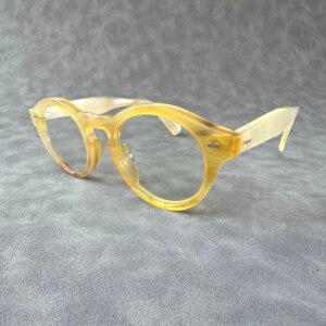 Eyeglass Frames Unique Vintage Retro Oval Handmade Honey Horn Prescription Reading Men’s Glasses Frames Optical Lenses Eyewear