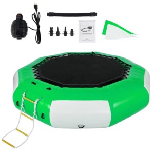 13ft Inflatable for water Bouncer, Green for water Trampoline Splash Padded Inflatable Bouncer Bounce Swim Platform for water