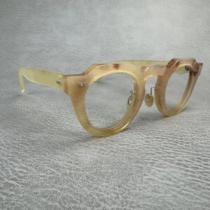 Women Man’s Glasses Frames Unique Polygon Vintage Optical Lenses Eyeglasses Handmade Honey Horn Prescription Eyeglass Frames