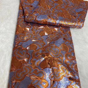 Nigeria Luxury Fabric 5 Yard Promotion African Organza Sequence Lace Fabric 2024 High Quality Elegant Woman Party Dresses Sewing