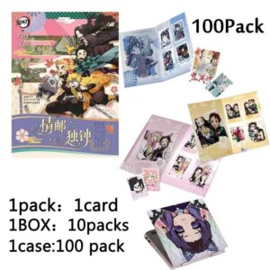Demon Slayer Stamp Cards Collection Set Metal Paper 13x30cm 5x6cm 10 Packs Box Wholesale Anime Merchandise Gift