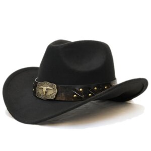 Vintage do old cow men and women parent-child woolen cowboy hat large eaves wide warm sunshade top
