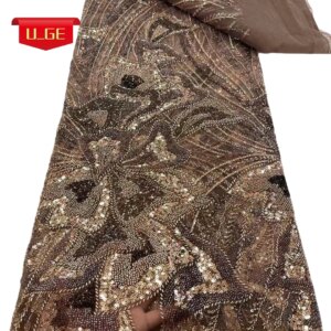 2025Latest Delicate Mixed Colors Elegant Best Quality Soft Mesh Lace With Stones fabric For Party Evening Dress U_Ge9852