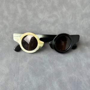 Men Sunglasses Women Round Vintage Unique Handmade Black White Horn Man Sunglass Retro Glasses Eyeglasses