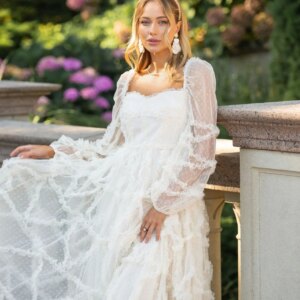 Women’s Bow Polo Dot Rust Flower  Long Dress Long Sleeve Sweetheart Neck Tulle Mermaid Bridesmaid Dresses