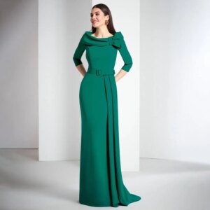 Elegant Mother of the Bride Dresses Mermaid/Trumpet Emerald Green Wedding Guest Gowns Long 3/4 Sleeves Formal Evening Dress 2024