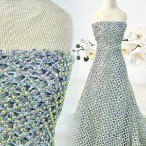 Luxury Wedding Dress Lace Embroidery African Stones Lace Fabric with Stones Tailoress DIY Sewing Materials Nigerian Party Dress