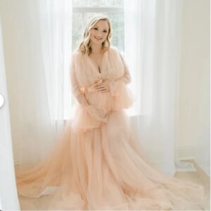 Formal Evening Dresses Ruffles Sheer Tulle Maternity Dresses Photo Shoot ,Photography Vestidos Para Embarazadas Baby Shower