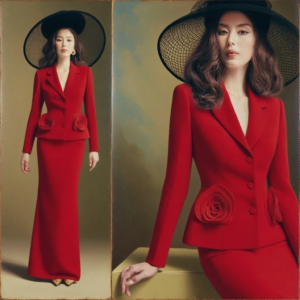 Vintage Sheath Women Dress Suits 2 Pieces Flower Decor Waisted Blazer Customized Wedding Guest Suits Party Outfit