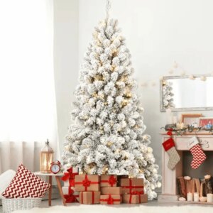 5ft Prelit Flocked Artificial Christmas Tree Environmentally Friendly Fireproof Artificial Christmas Flocked Tree