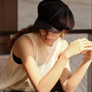 New elegant fashion breathable octagon newsboy hat girl