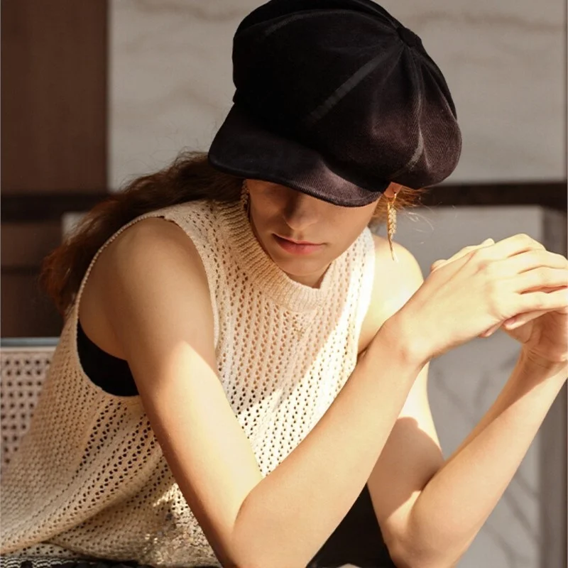 New elegant fashion breathable octagon newsboy hat girl