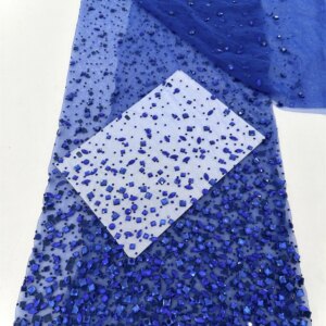 2024 Latest Hot Sale Fashion Africa Lace Fabric High Quality Handmade Embroidery Lace With Beads Sequins Party For Wedding Dress