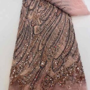 2025 African French Nigerian High End Tulle Lace Fabric With Beads Sequins Mesh for Embroiderg Wedding Party Bride Sewing Dress