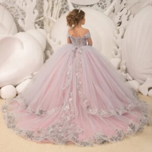 Birthday Banquet Princess Gowns Flower Girl Dresses Light Purple Tulle Puffy With Patterned Appliques Sleeveless For Wedding