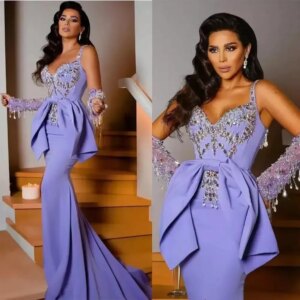 Luxury Beads Mermaid Prom Dress Princess Banquet Beading Removable Long Sleeve Sweet 15 16 Quinceanera Evening Dresses Birthday