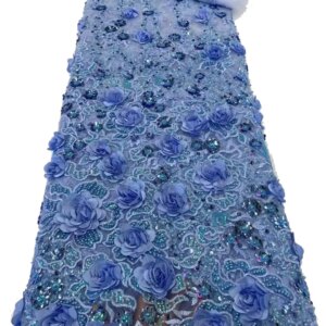 French luxurious 3D embroidered mesh lace sequin wedding beads, high-quality African fashionable design Nigerian lace dress
