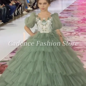 Customized Gorgeous Green Flower Girl Dresses Lace Applique Princess Dresses Prom Dresses Wedding Birthday Party Dresses