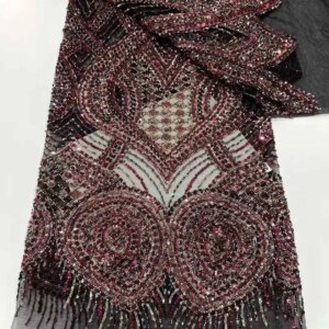 Latest African Sequins Lace Fabric 2025 High Quality Lace Embroidery Lace With Heavy Beaded Lace 5 Yards For Women Wedding Party