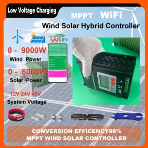 WIFI 12V 24V 48V 3KW 4000W 5000W Wind Solar Hybrid Controller 120A Solar Panel Wind Turbine MPPT Battery Charging Regulator