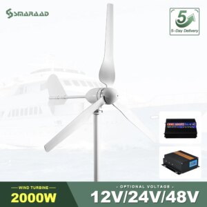 2kw 2000w Horizontal Wind Turbine Generator 12V 24V 48V Free Energy Strong Power Magnetic Dynamo 220v Inverter Output For Home