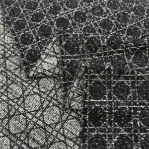 A fashionable black blended checkered jacquard fabric trench coat set with three-dimensional dark fashion
