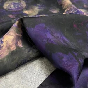 New high-end custom-made purple rose silk gauze perforated floral fabric dress cheongsam and small shirt