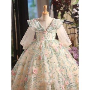 Girls’ dress light luxury high-end niche children’s piano performance girls’ birthday princess dress high-end sense long sleeves