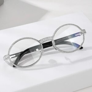 High quality vintage round glasses frame 155 Niche Art Mossan diamond set S925 nose bracket bull horn myopia optical glasses