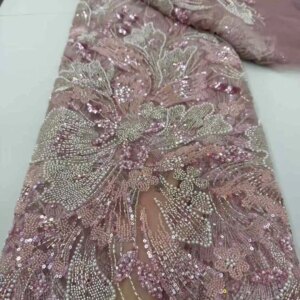 Luxury African Sequins Lace Fabric High Quality Lace 5Yards Nigeria Wedding Bridal Embroidery French Tulle For Dress JY