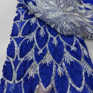 2025 African French Nigerian High End Tulle Lace Fabric With Beads Sequins Mesh for Embroiderg Wedding Party Bride Sewing Dress