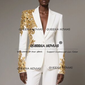 Luxury Crystals Beaded Diamond Mother Of The Bride Dress For Wedding Guest Party Customized 2 Pieces Sets Women Suits Lady Gowns