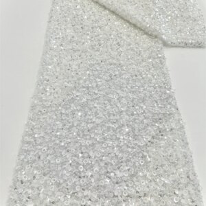 Nigerian Lace Fabrics for Women, African Tull, Luxury, Handmade Bead, Sequins Fabrics for Wedding, Latest Fashion, 5Yards