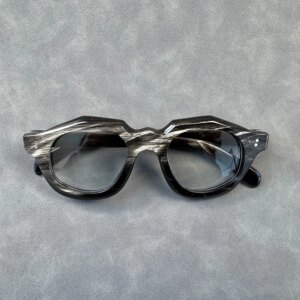 Reading Man Glasses Frames Eyeglass Frames Polygon Vintage Stripes Retro Handmade Buffalo Horn Prescription Lenses Eyeglasses