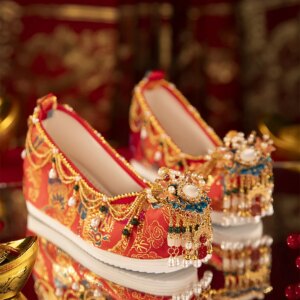 High Quality Handmade Wedding Shoes Women’s Ancient Style Beaded High-End Chinese Han Clothing Xiuhe