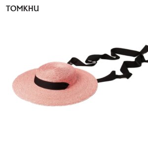 Customized 10cm Brim Colored Natural Straw Hat Women Summer Sun Hat Fashion Dress Up Summer Sun Visor Caps Designer Hats