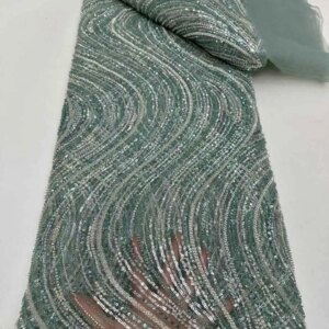 African Nigerian 2025 Beaded Emboridery Lace High-End Luxury French Sequins Mesh Net Lace Fabric For Wedding Party Dress Women