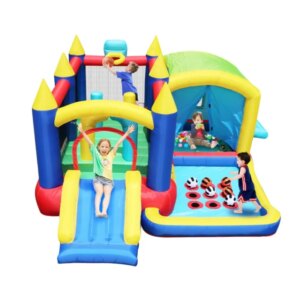 7 in 1 Inflatable Bounce House, Bouncy House with Ball Pit for Kids Indoor Outdoor Party Family Fun, Obstacles